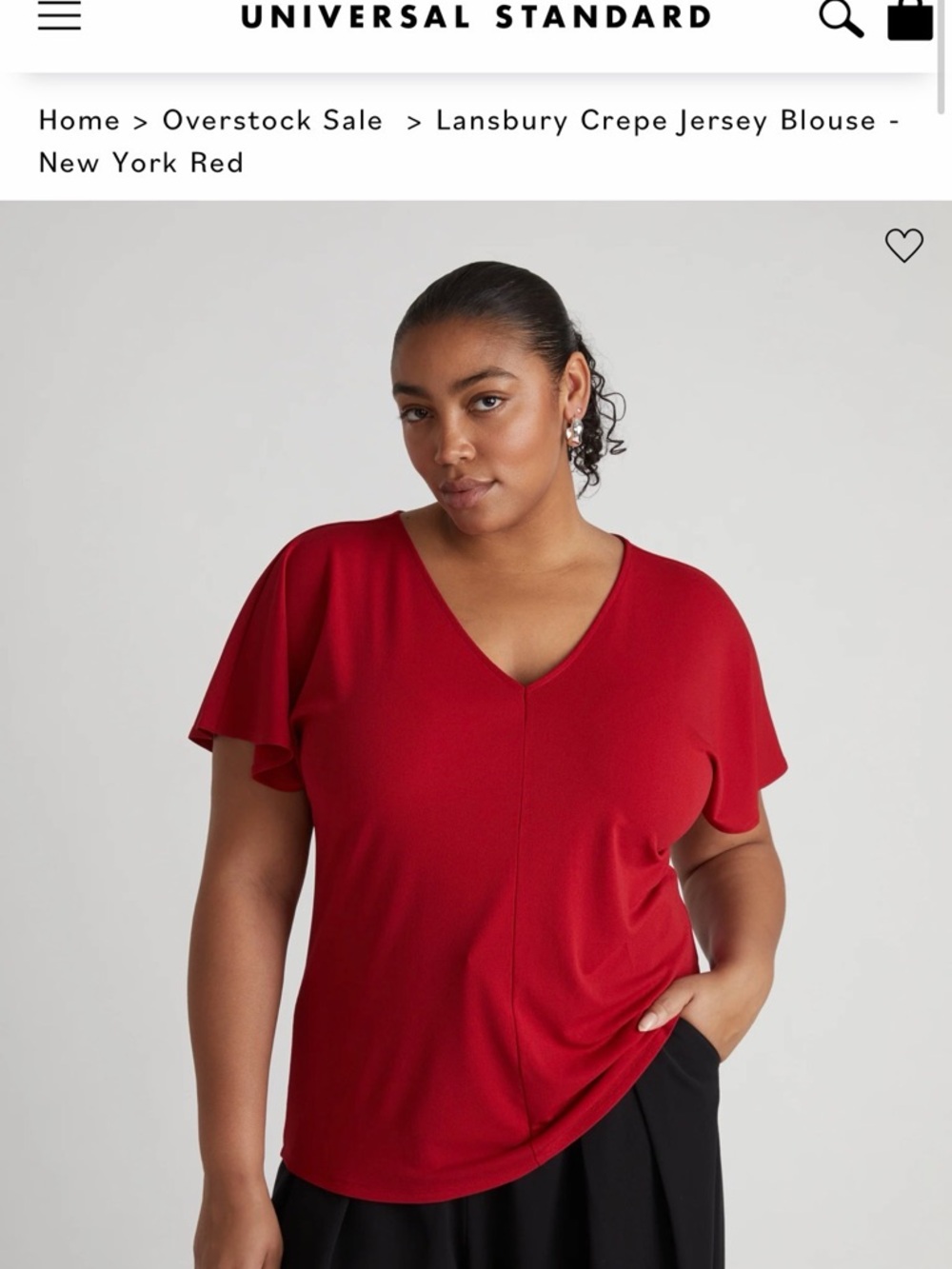 Universal Standard Landsbury Crepe Blouse with V-Neck and Flutter Sleeves - Picture 5 of 5